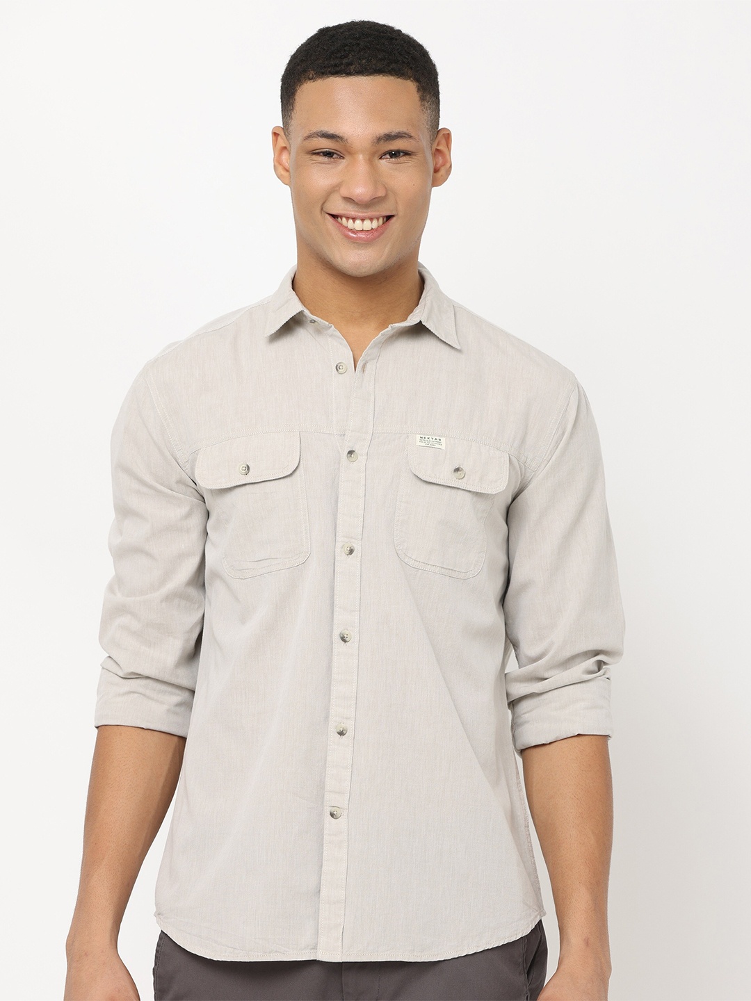 

Nektar Relaxed Cotton Casual Shirt, Beige