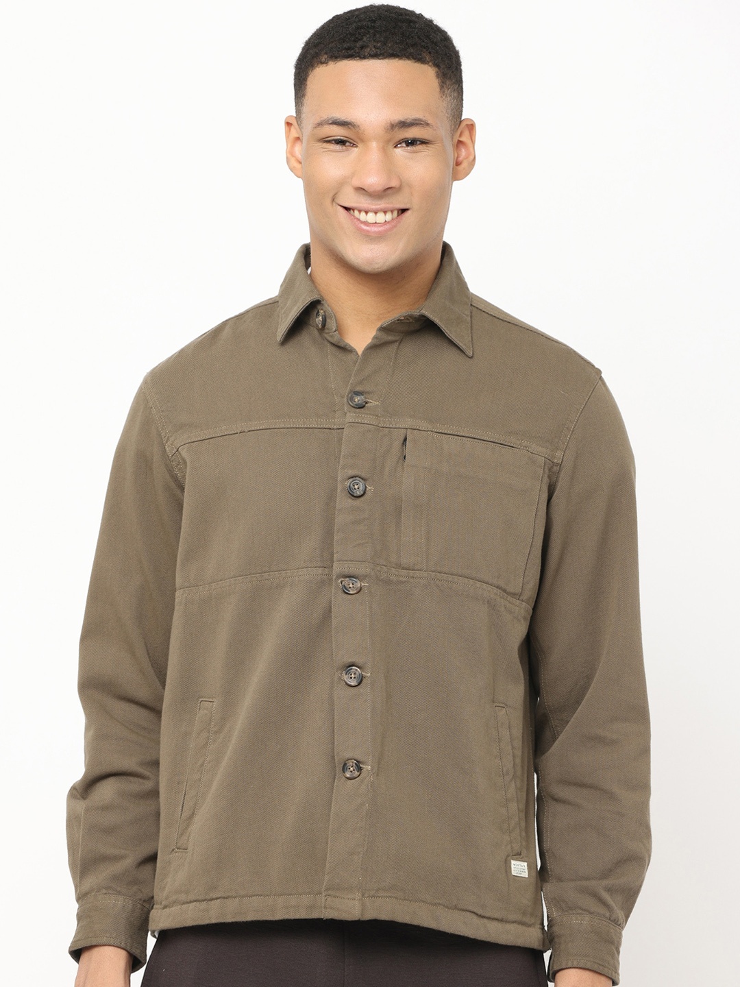 

Nektar Spread Collar Long Sleeves Cotton Shirt, Khaki