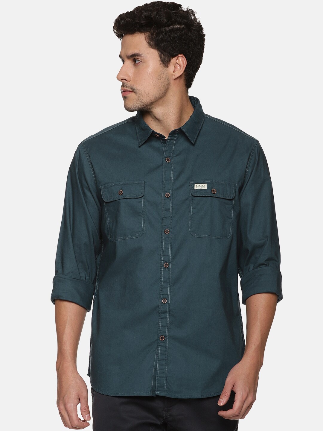 

Nektar Relaxed Long Sleeves Cotton Casual Shirt, Teal