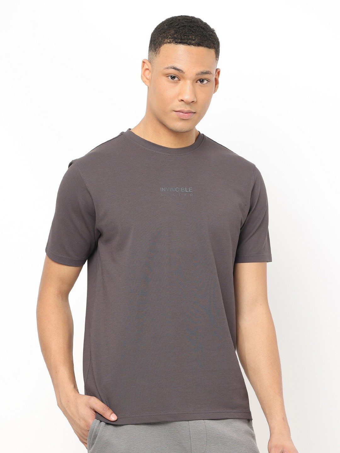 

Nektar Typography Printed Slim Fit Cotton T-shirt, Charcoal