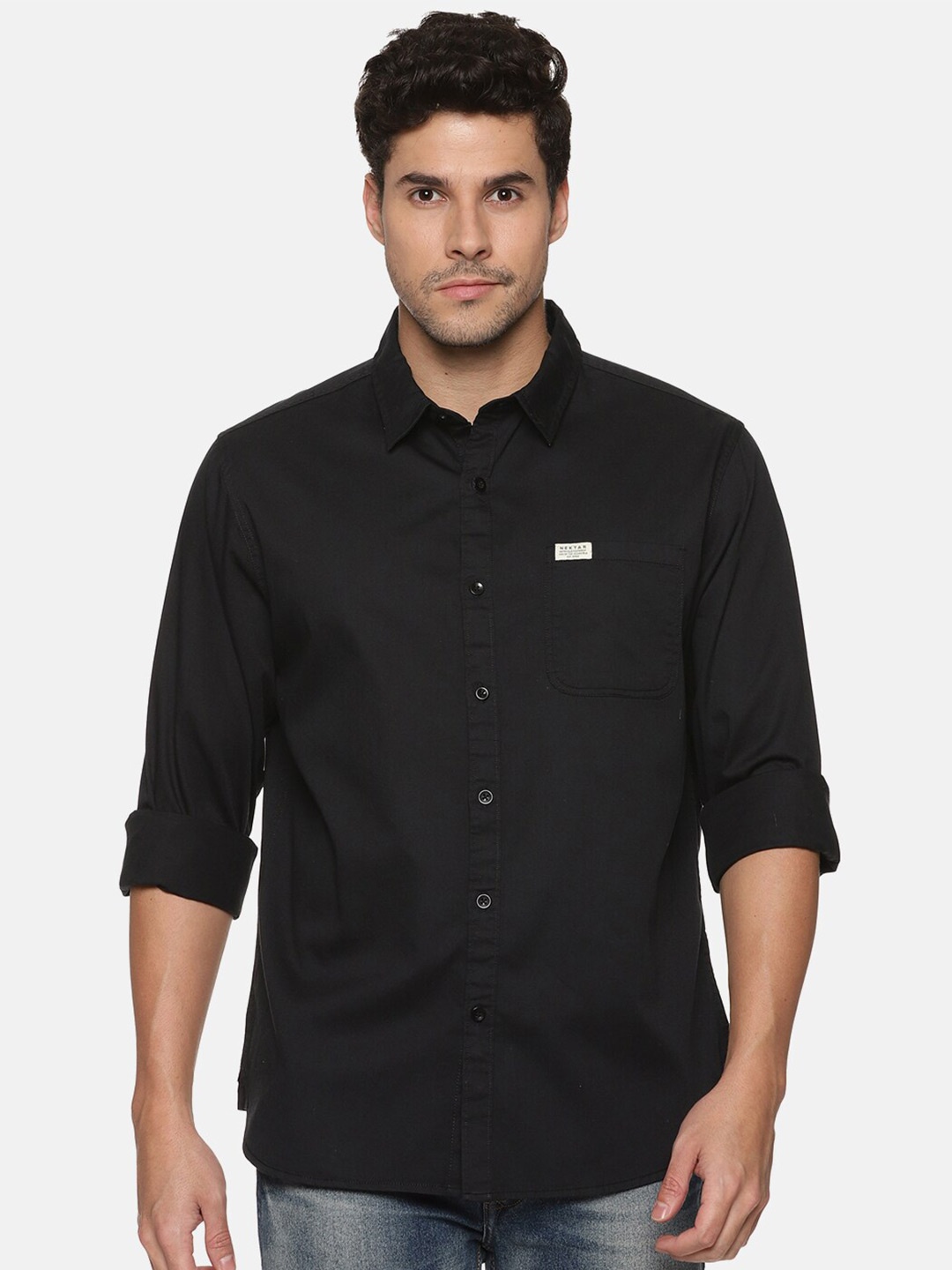 

Nektar Relaxed Fit Cotton Pure Casual Shirt, Black