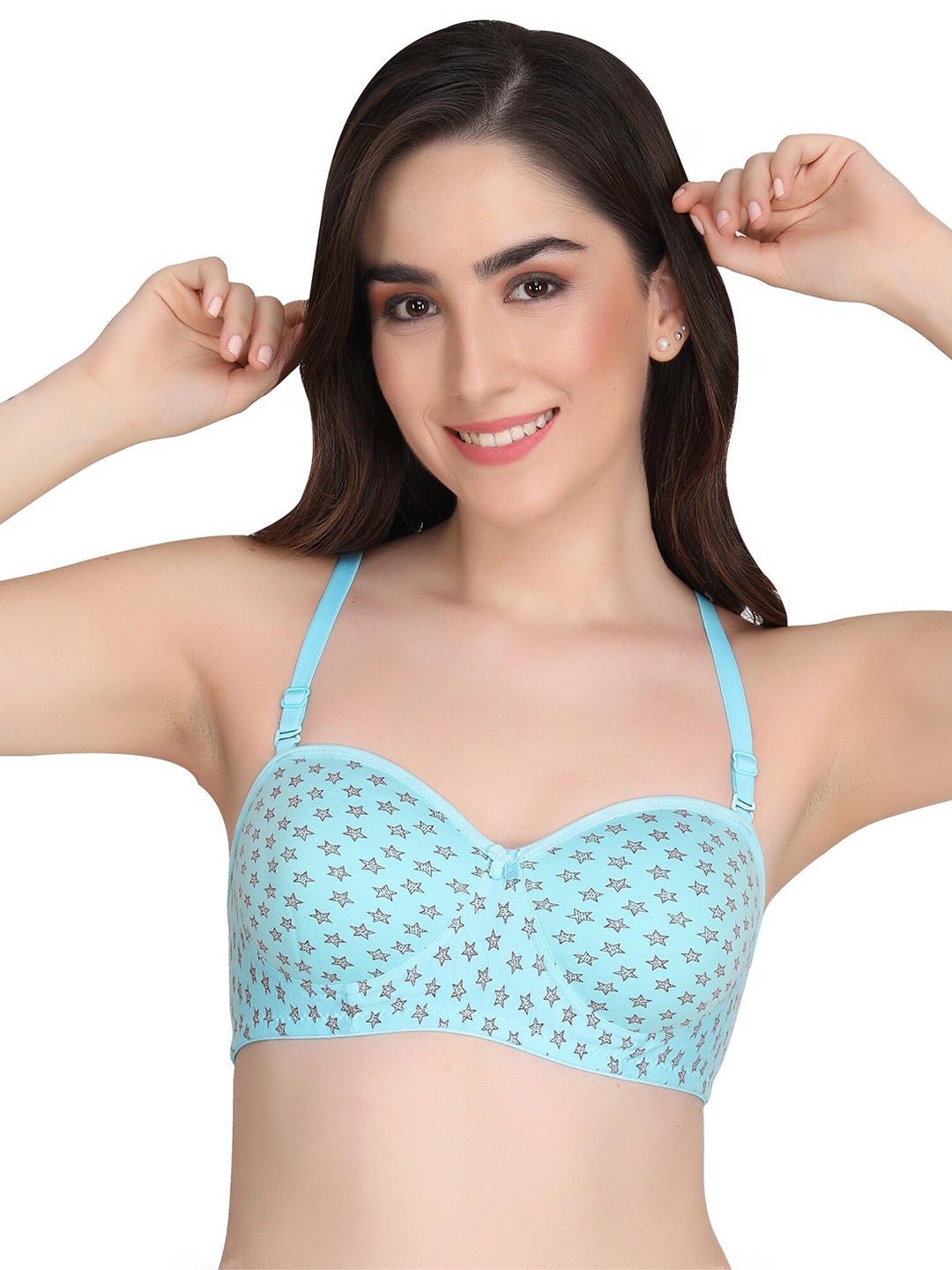 

Liigne Geometric Printed Half Coverage Lightly Padded Bra with All Day Comfort, Blue