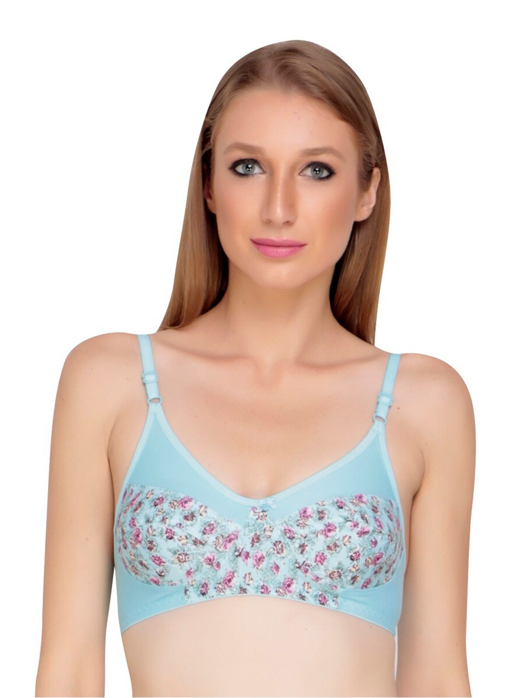 

Liigne Floral Printed Full Coverage Lightly Padded All Day Comfort Everyday Bra, Blue