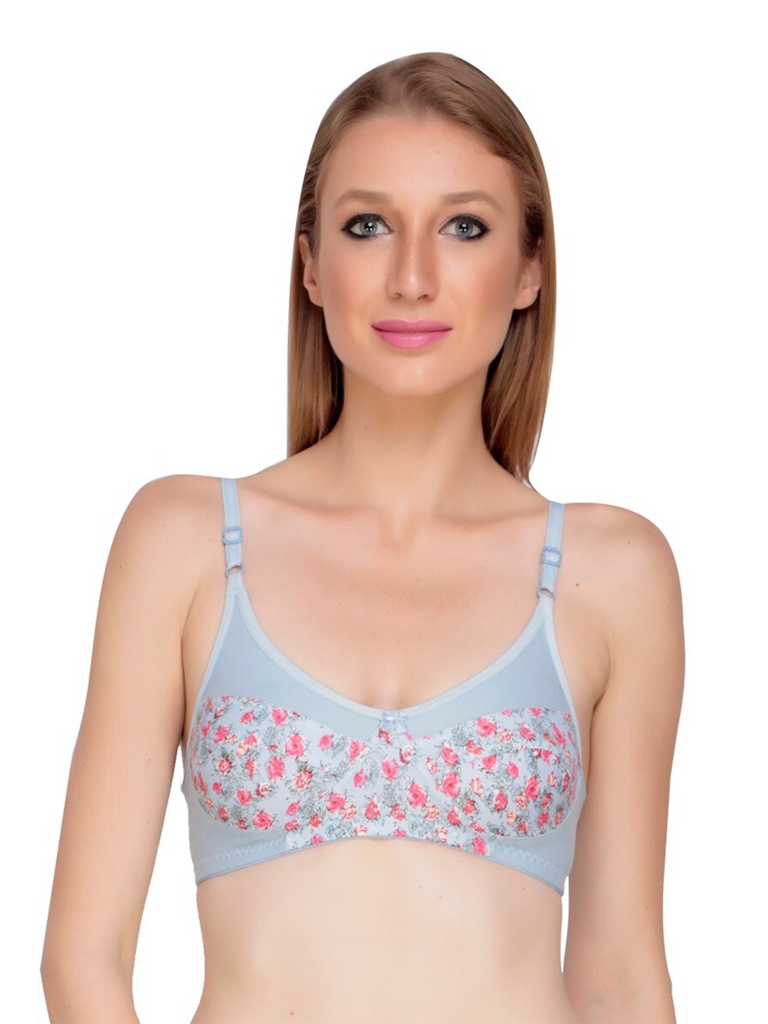 

Liigne Floral Printed Full Coverage Lightly Padded Everyday Bra With All Day Comfort, Blue
