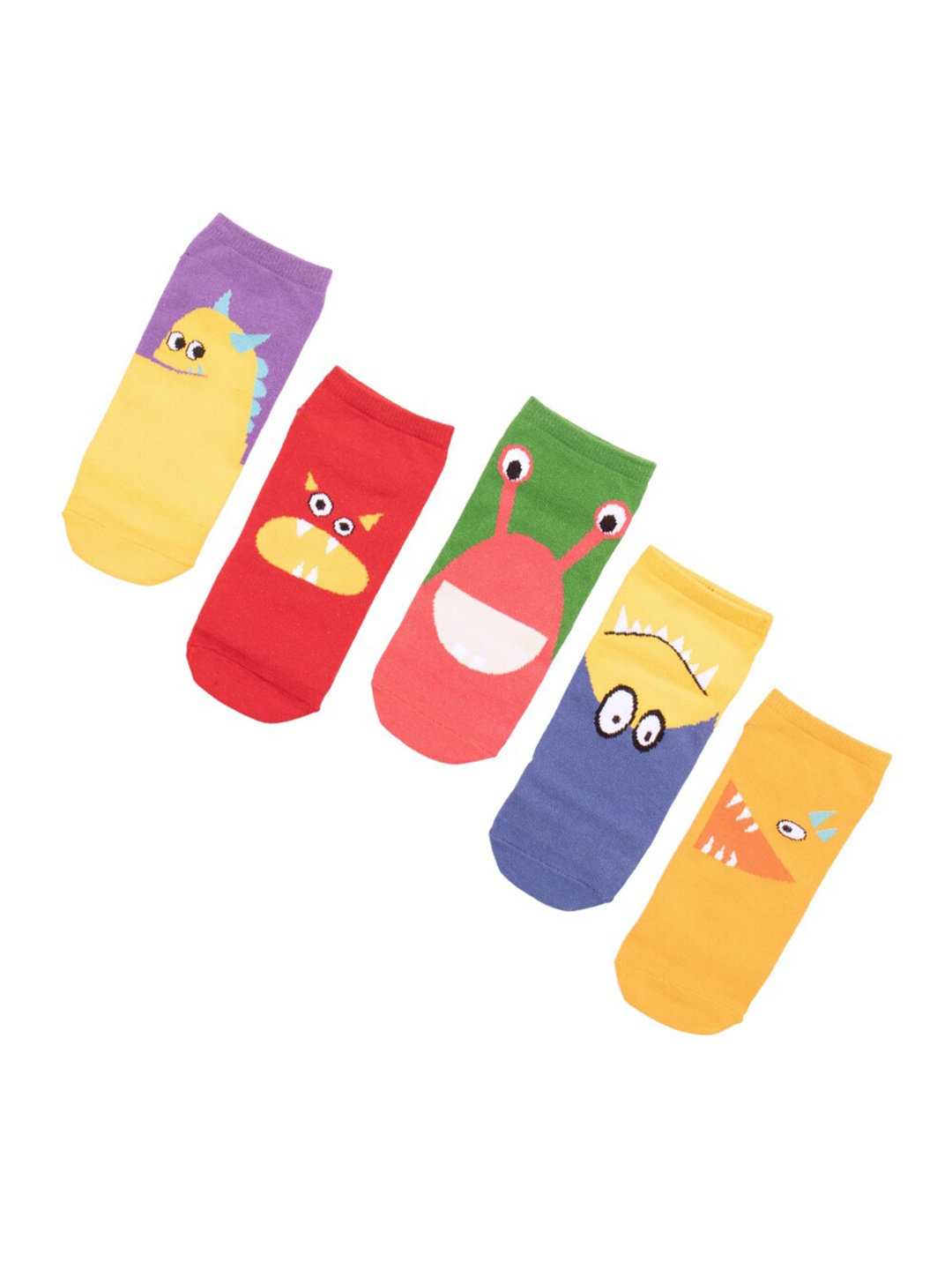 

Thela Gaadi Kids Pack Of 5 Patterned Low Cut Ankle Length Socks, Purple
