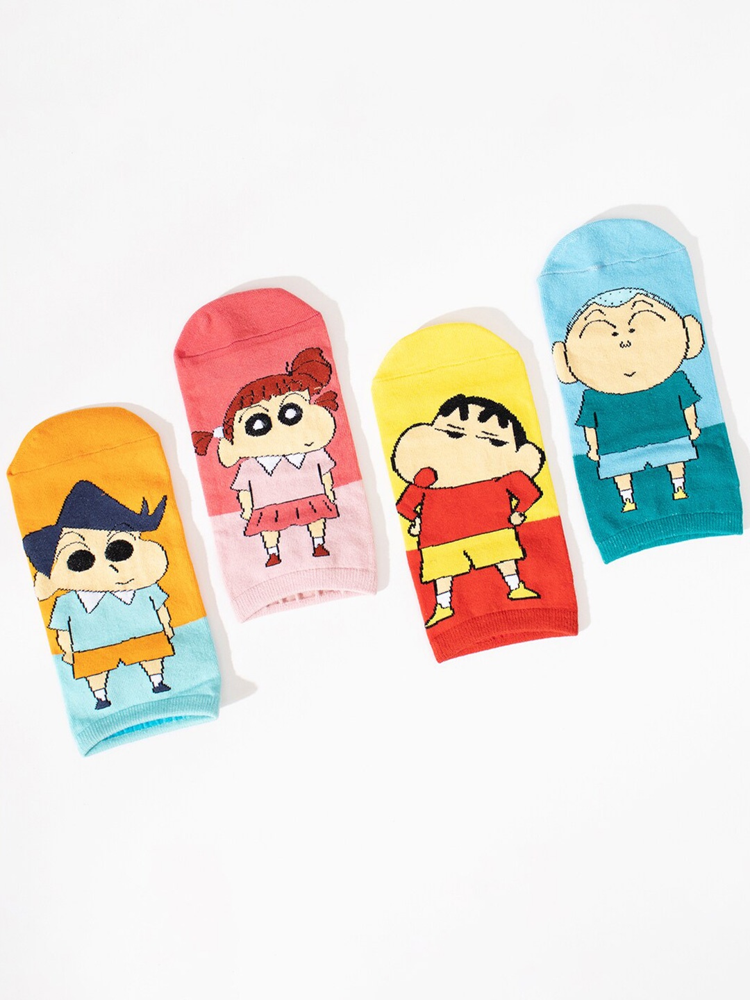

Thela Gaadi Pack Of 4 Shinchan Print Low-cut Ankle Length Socks, Red