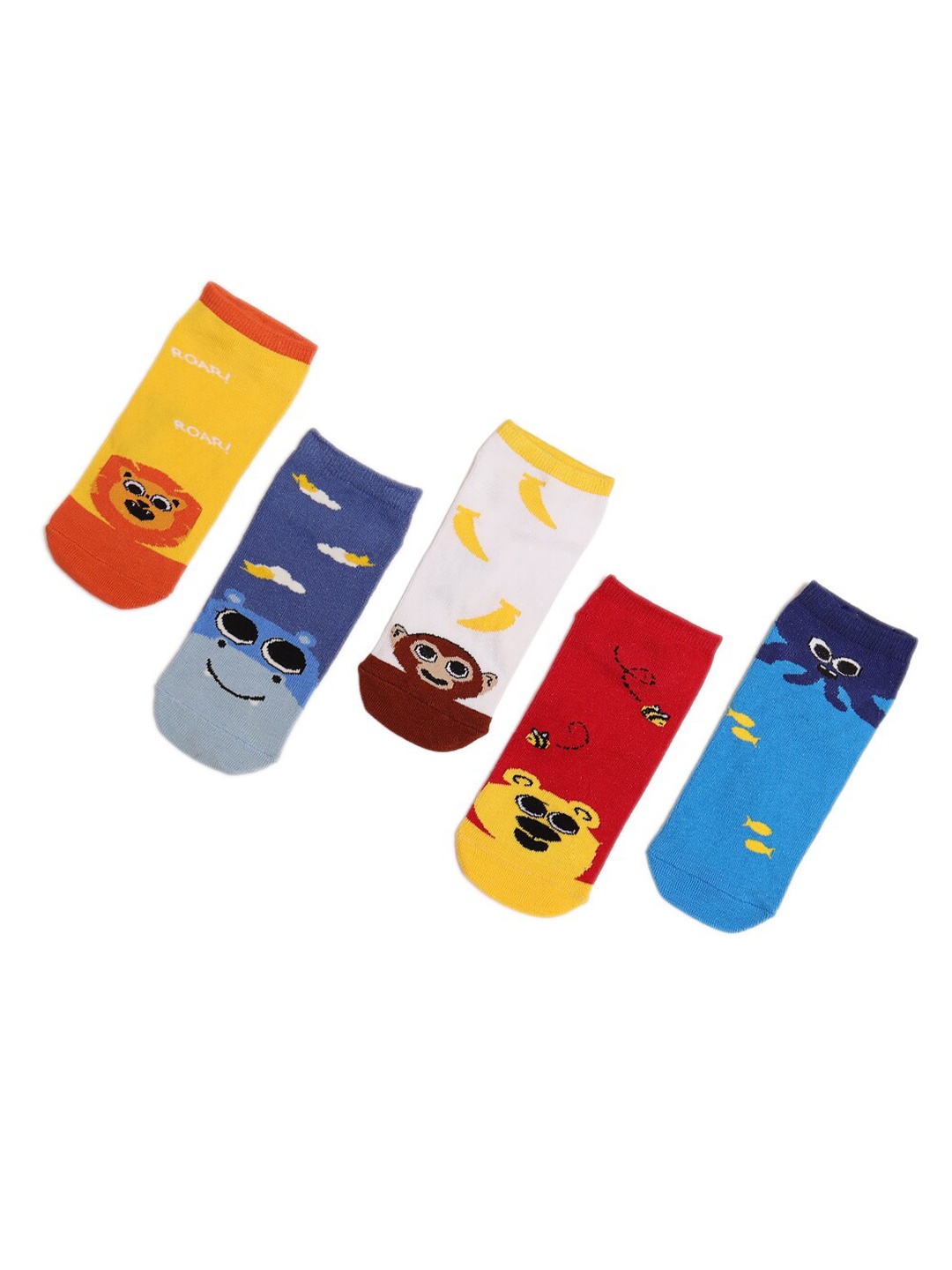 

Thela Gaadi Kids Pack Of 5 Patterned Low Cut Ankle Length Socks, Yellow