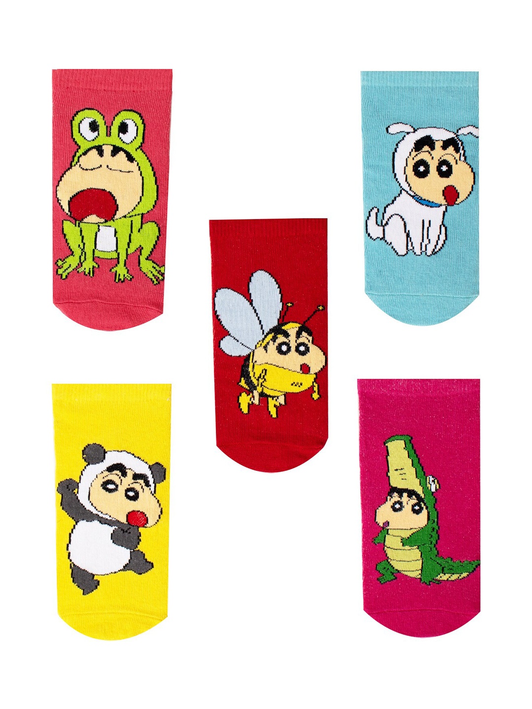 

Thela Gaadi Kids Pack Of 5 Shinchan Patterned Ankle Length Socks, Yellow