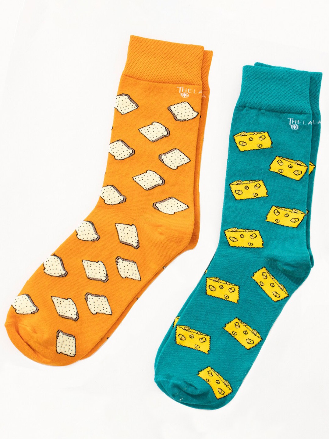 

Thela Gaadi Unisex Pack Of 2 Patterned Calf-Length Socks, Orange