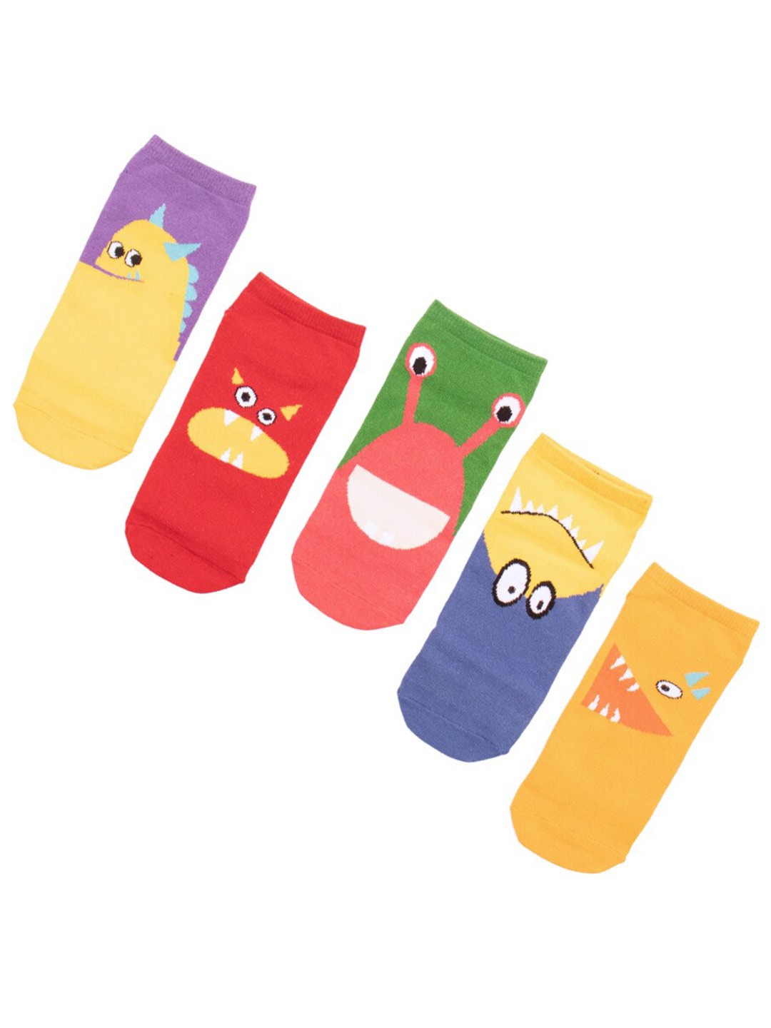 

Thela Gaadi Kids Pack Of 5 Patterned Ankle Length Socks, Yellow