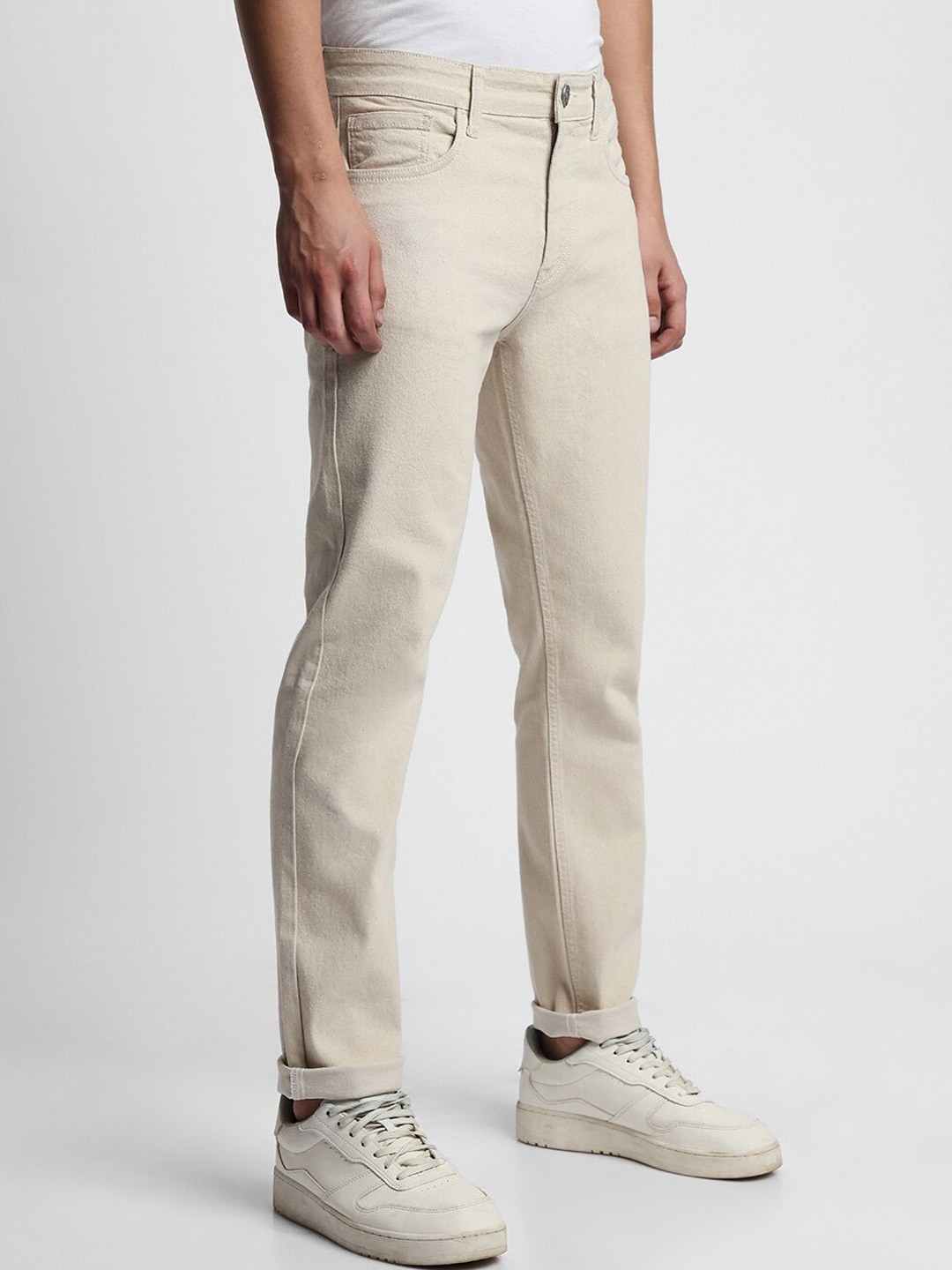 

Dennis Lingo Men Cotton No Fade Clean Look Straight Fit Jeans, Off white