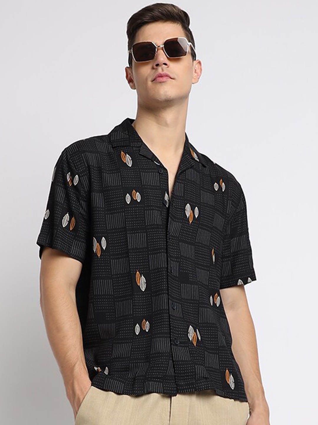 

Dennis Lingo Relaxed Floral Printed Casual Shirt, Navy blue