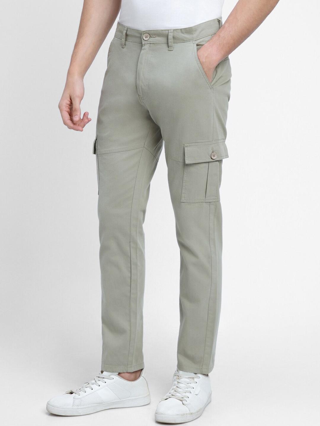 

Dennis Lingo Men Tapered Fit Cargo Trouser, Olive