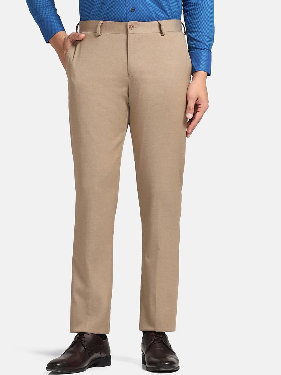 

Blackberrys Men B-95 Low-Rise Easy Wash Formal Trouser, Beige