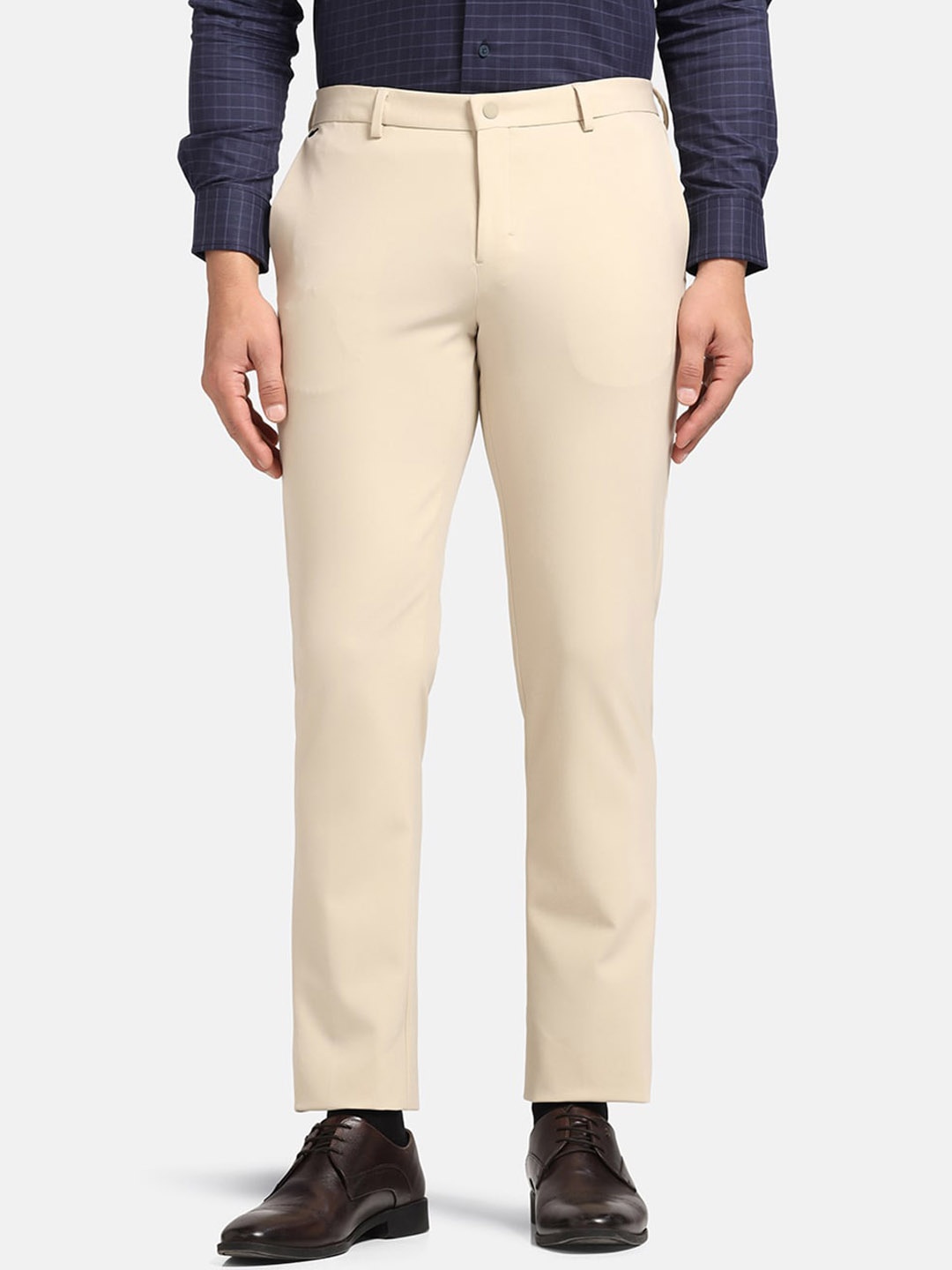 

Blackberrys TechPro Men Beige Solid Formal Trouser