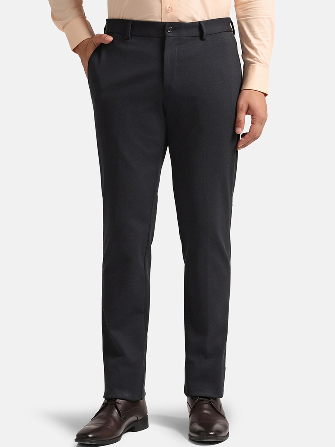 

Blackberrys Men B-95 Low-Rise Easy Wash Formal Trousers, Navy blue