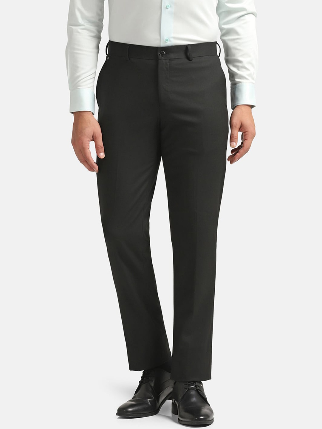 

Blackberrys Men B-95 Mid-Rise Easy Wash Formal Trousers, Black