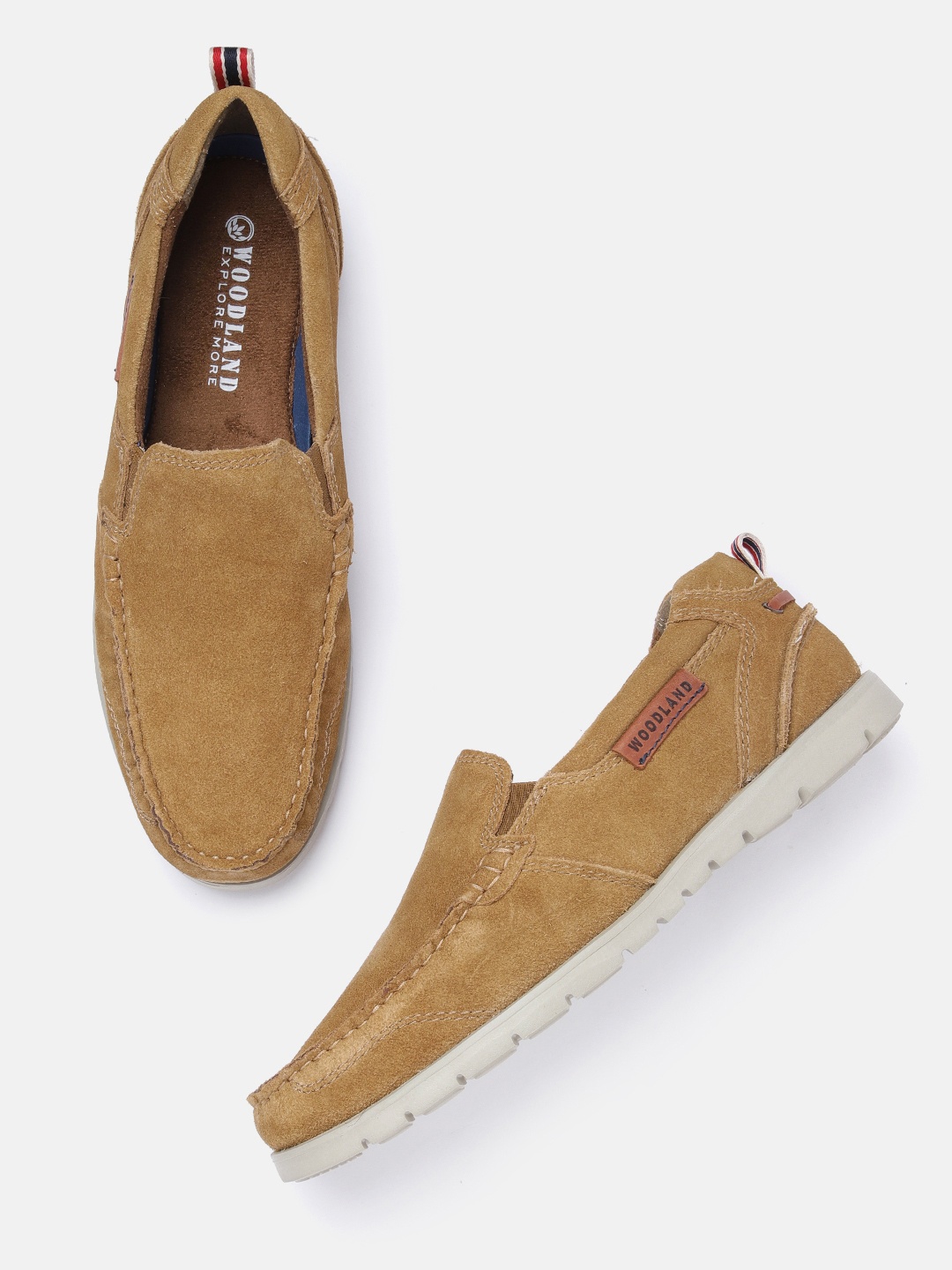 

Woodland Men Leather Slip-On Sneakers, Camel brown