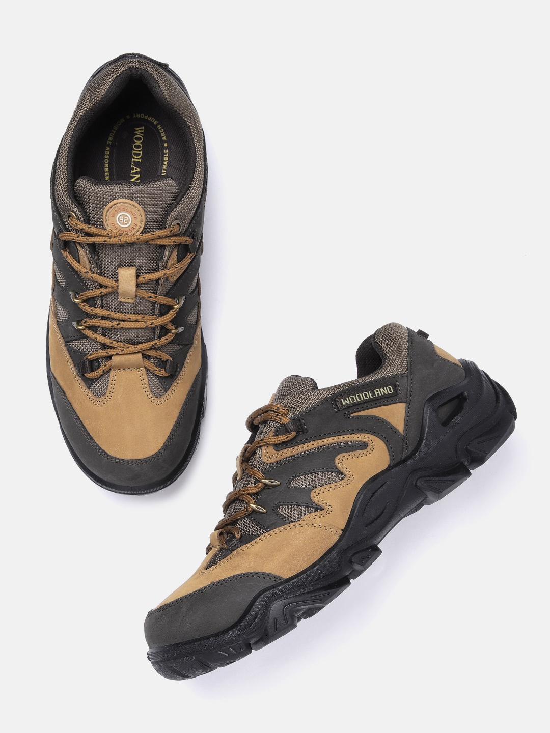 

Woodland Men Nubuck Leather Sneakers, Camel brown