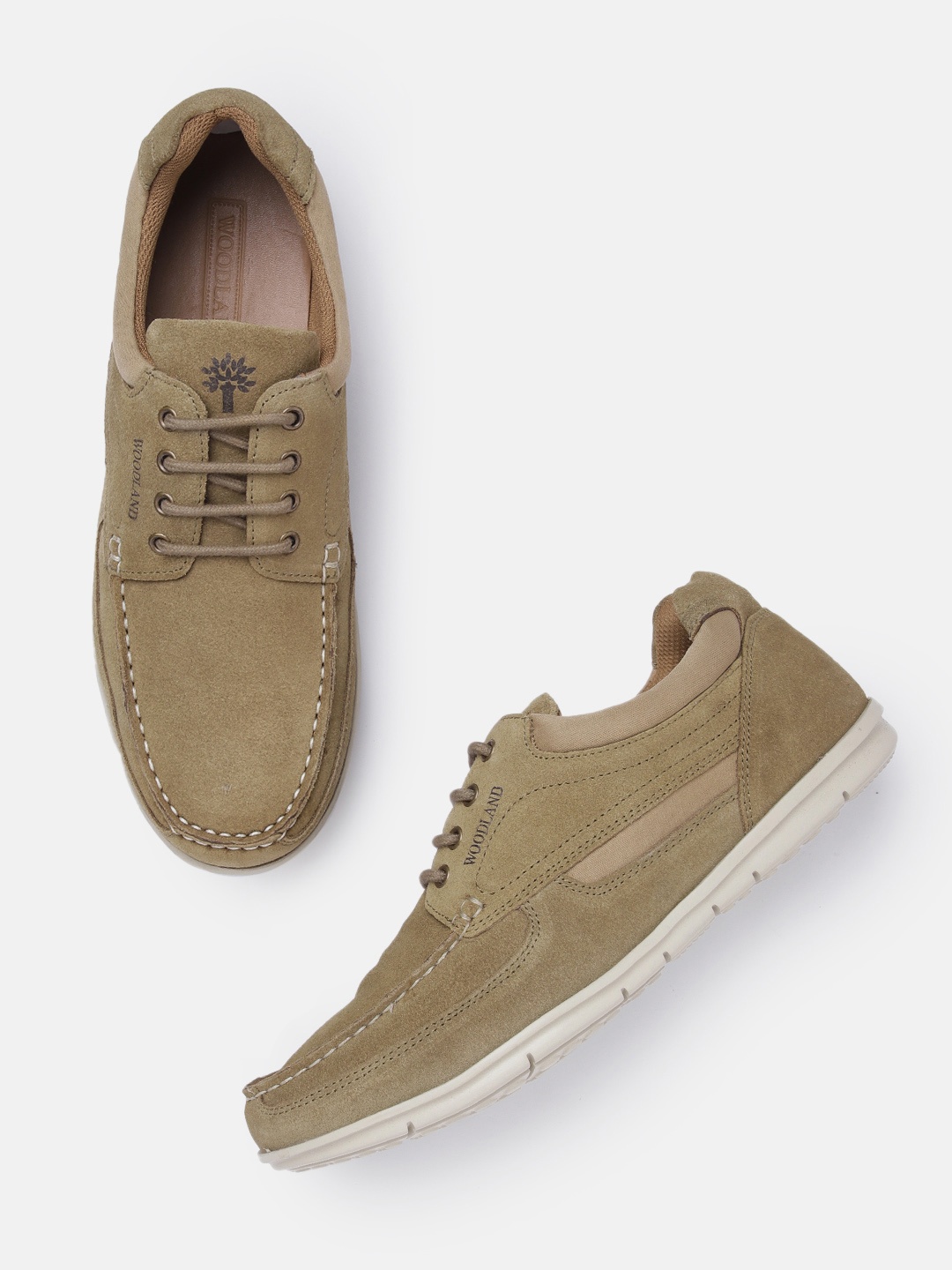 

Woodland Men Nubuck Leather Derbys, Khaki