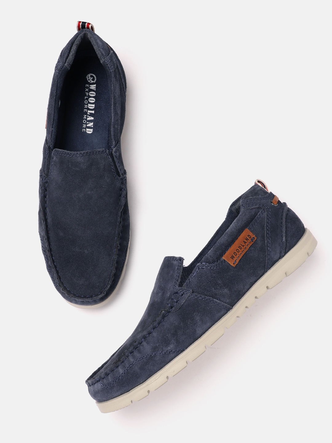 

Woodland Men Round-Toe Leather Slip-On Sneakers, Navy blue