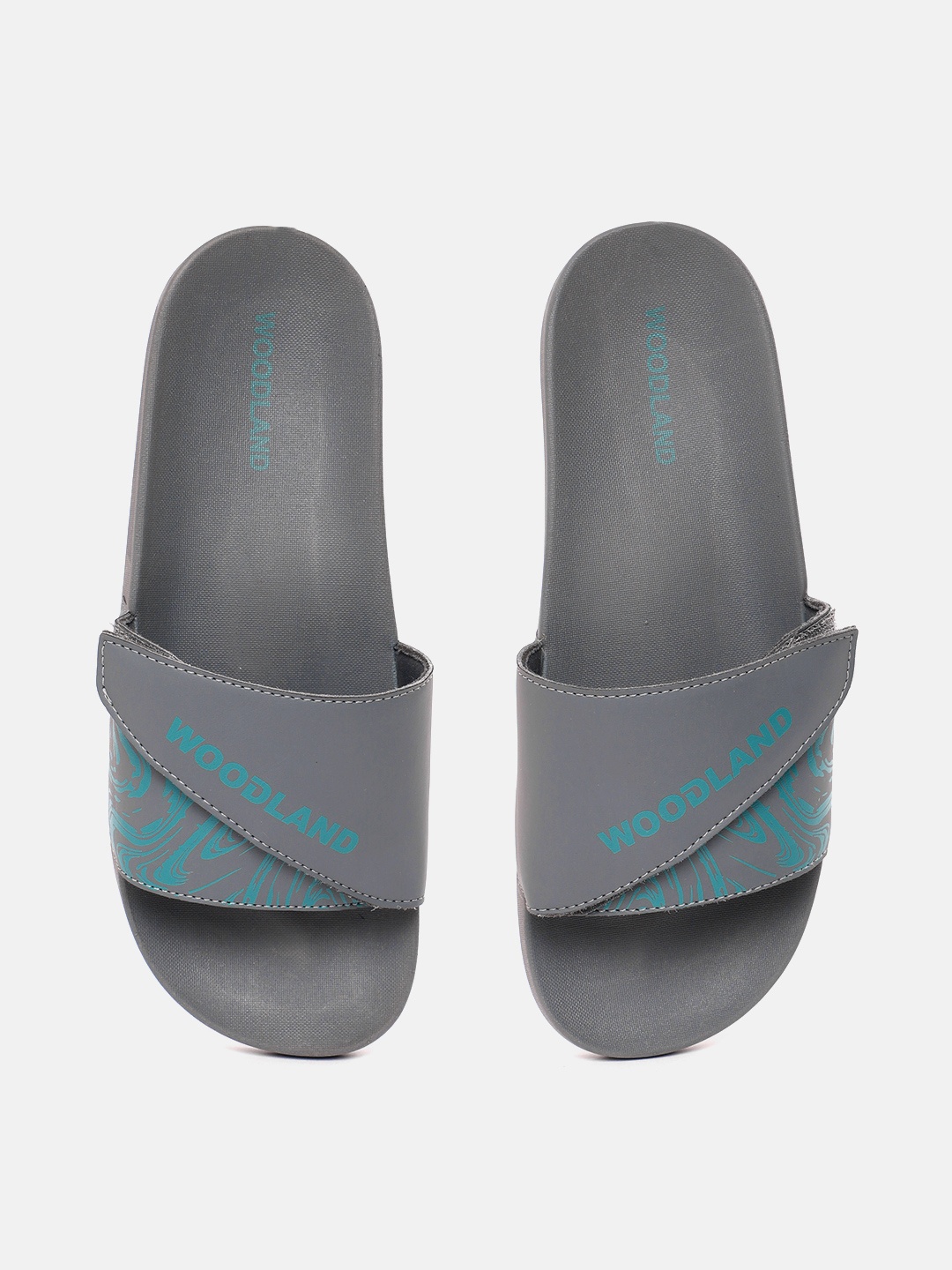 

Woodland Men Brand Logo & Abstract Printed Sliders, Grey