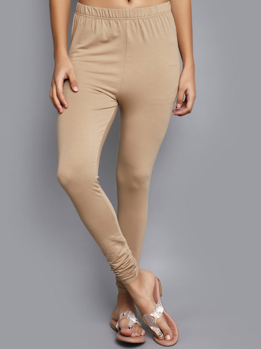 

V-Mart Mid-Rise Churidar Length Leggings, Beige