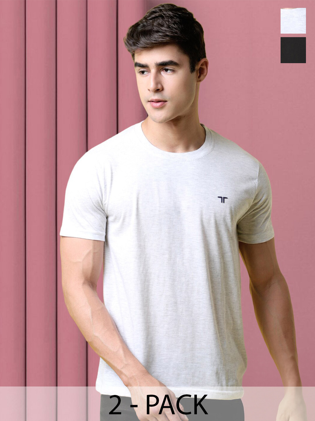 

Tee Projekt Pack Of 2 Round Neck Short Sleeves Cotton T-shirt, White