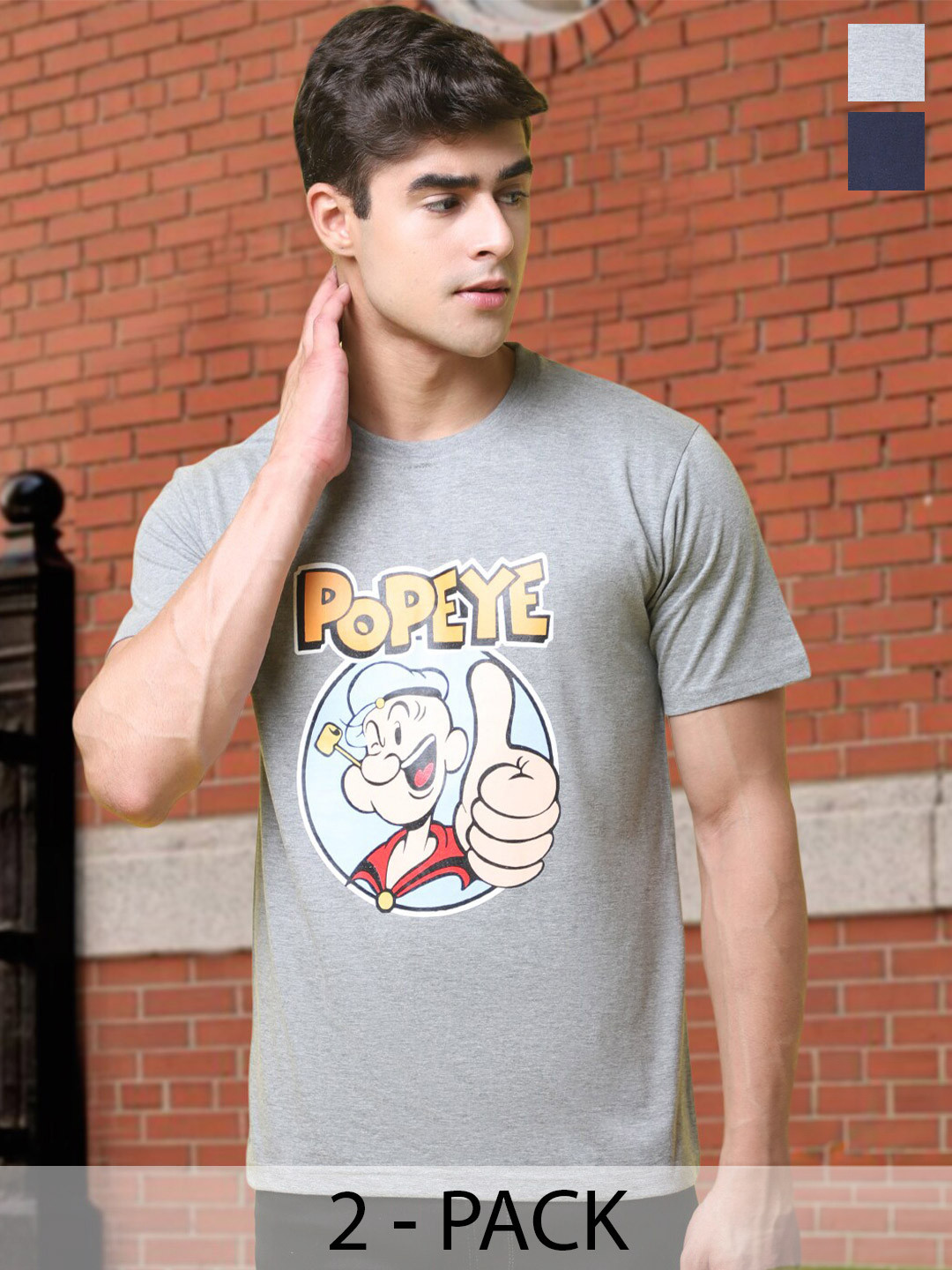 

Tee Projekt Pack Of 2 Printed Short Sleeves Cotton T-shirt, Grey