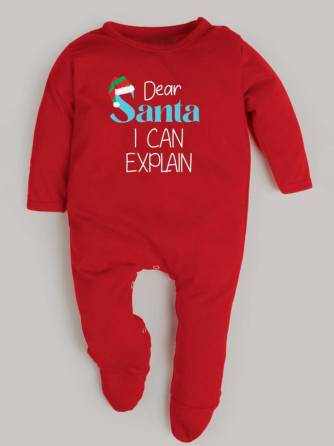 

FFLIRTYGO Infants Typography Printed Cotton Sleepsuit, Red