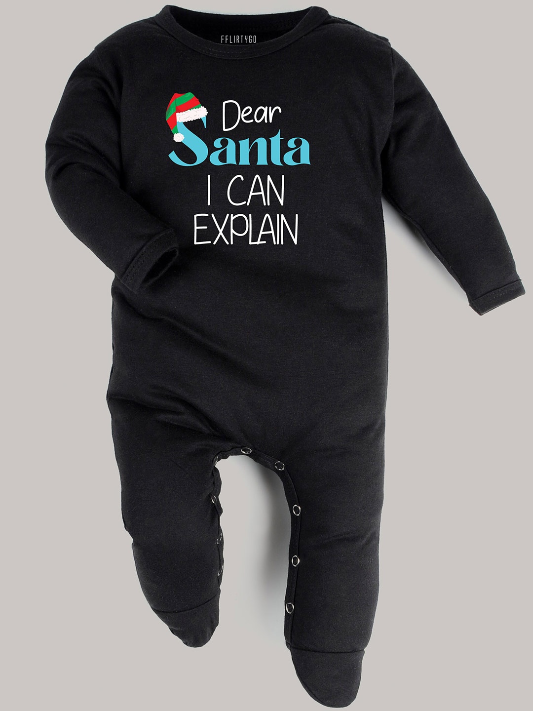 

FFLIRTYGO Infants Typography Printed Cotton Sleepsuit, Black