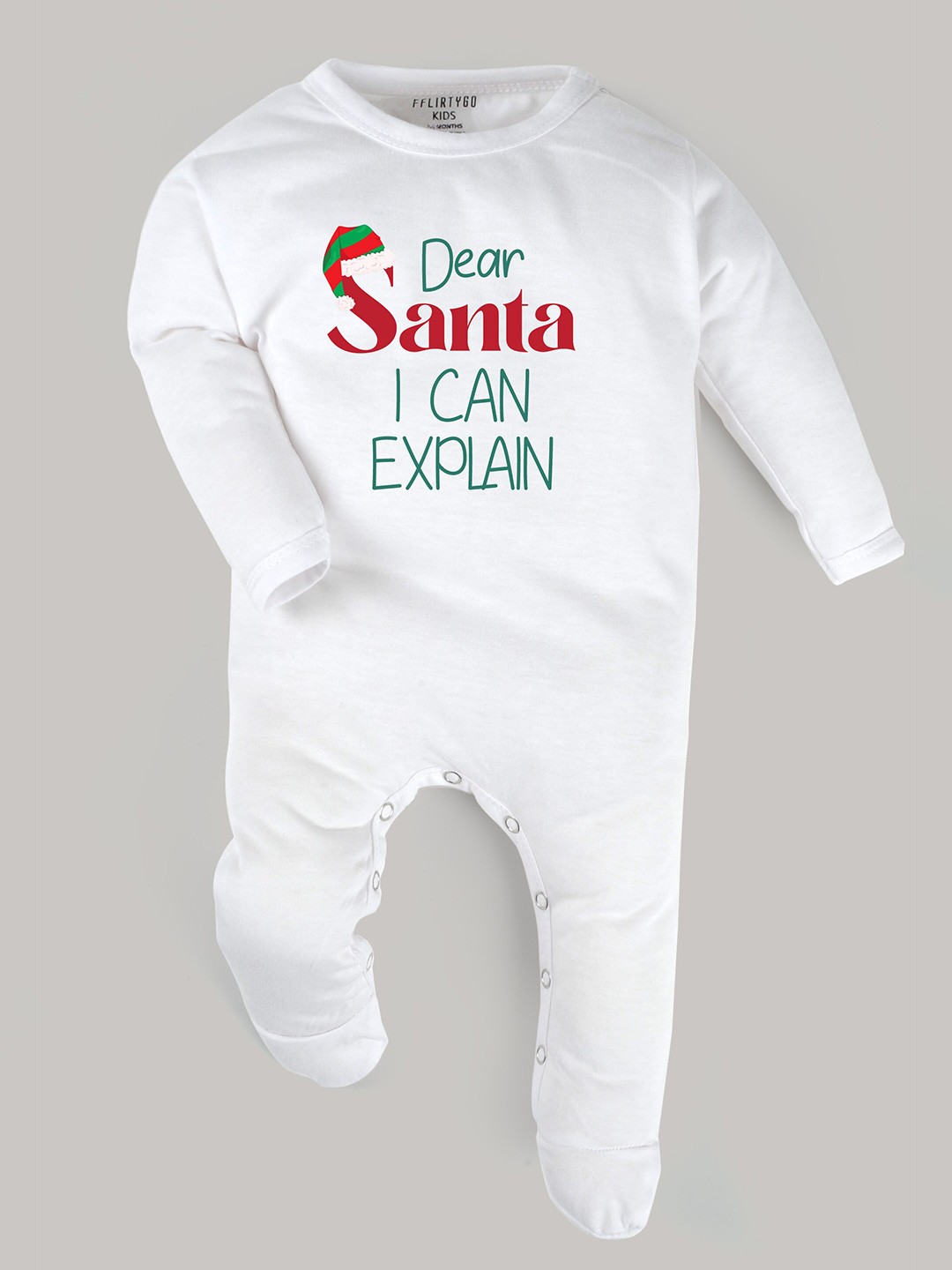 

FFLIRTYGO Infants Typography Printed Cotton Sleepsuit, White