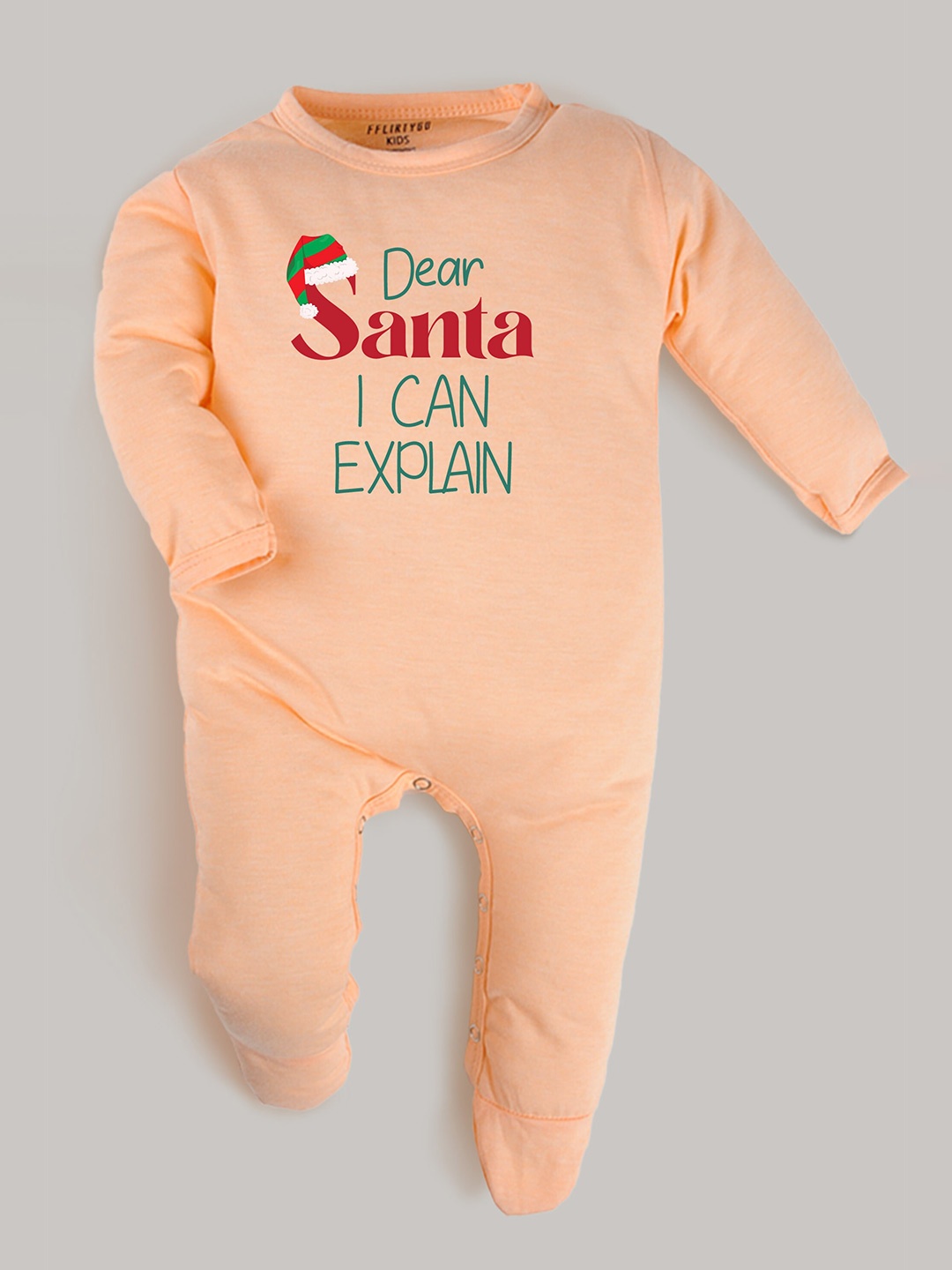 

FFLIRTYGO Infants Typography Printed Cotton Sleepsuit, Peach