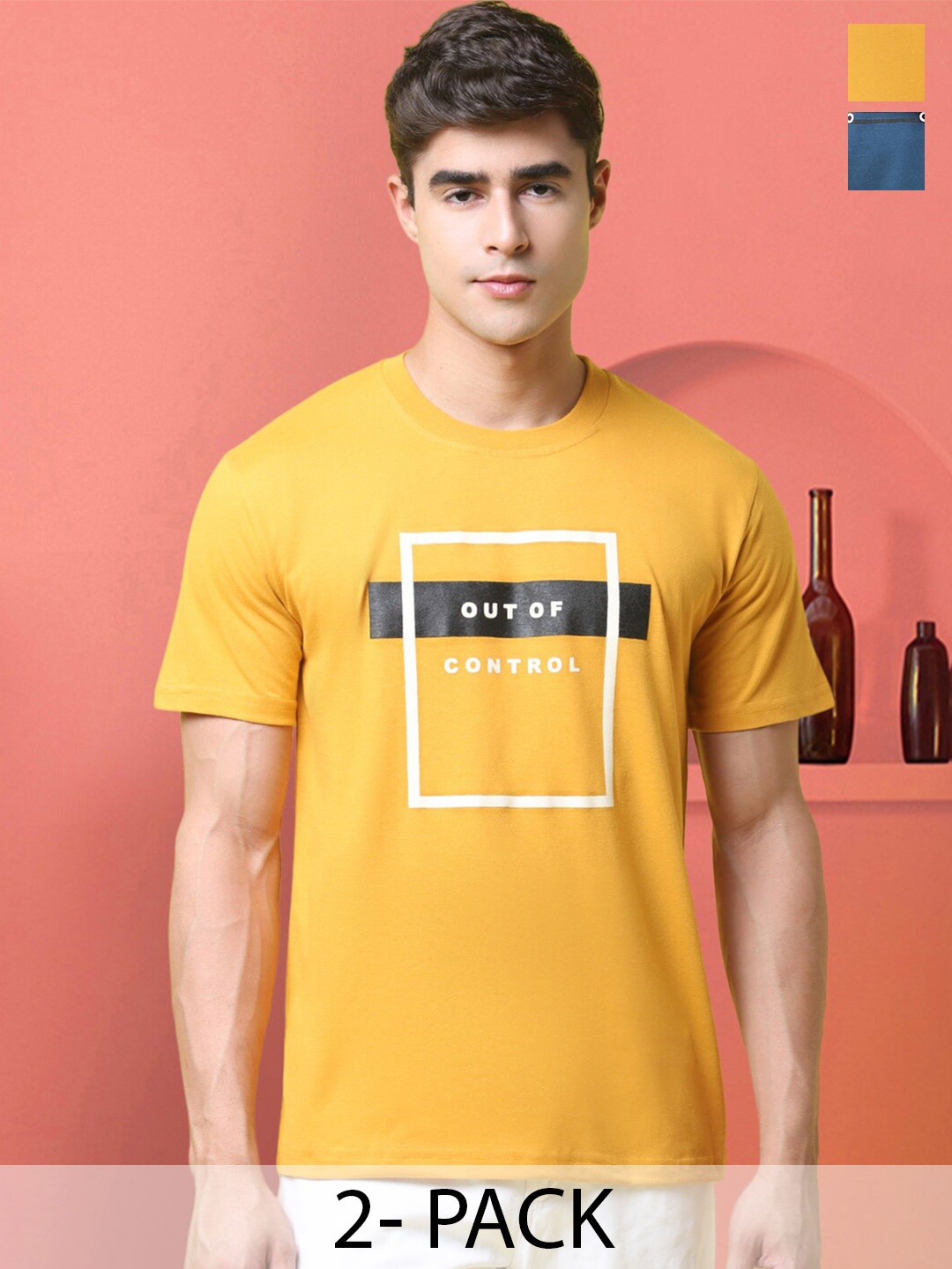 

Tee Projekt Pack Of 2 Typography Printed T-shirt, Yellow