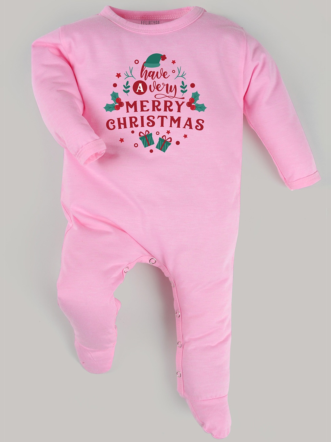 

FFLIRTYGO Infant Kids Typography Printed Cotton Sleepsuit, Pink