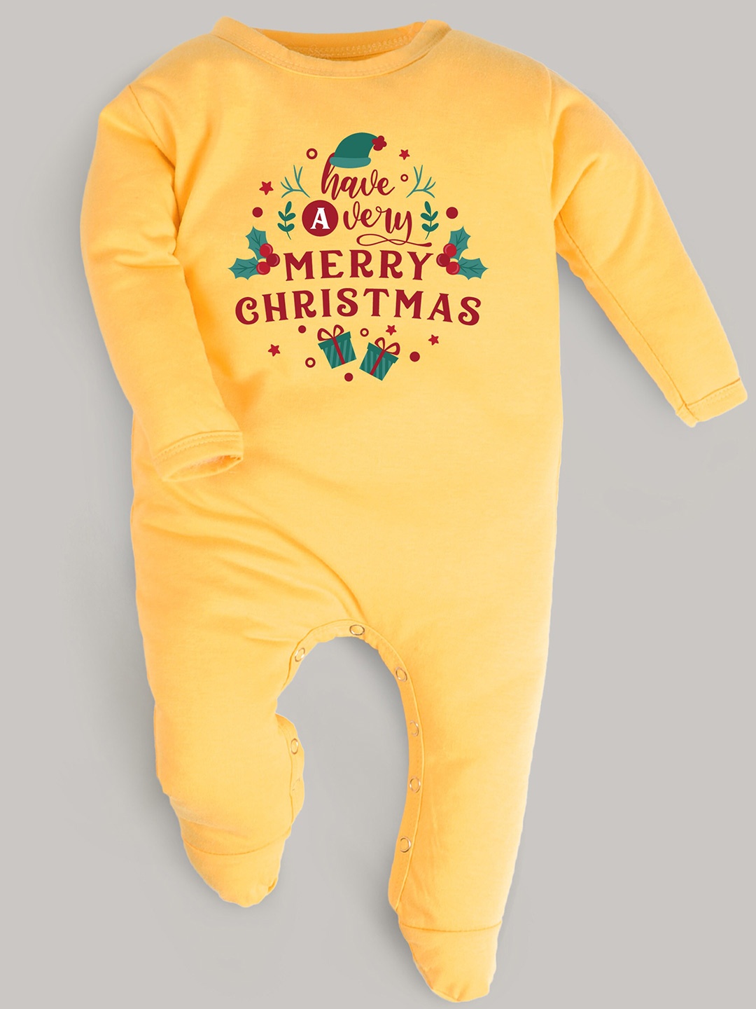 

FFLIRTYGO Infants Typography Printed Cotton Sleepsuit, Yellow