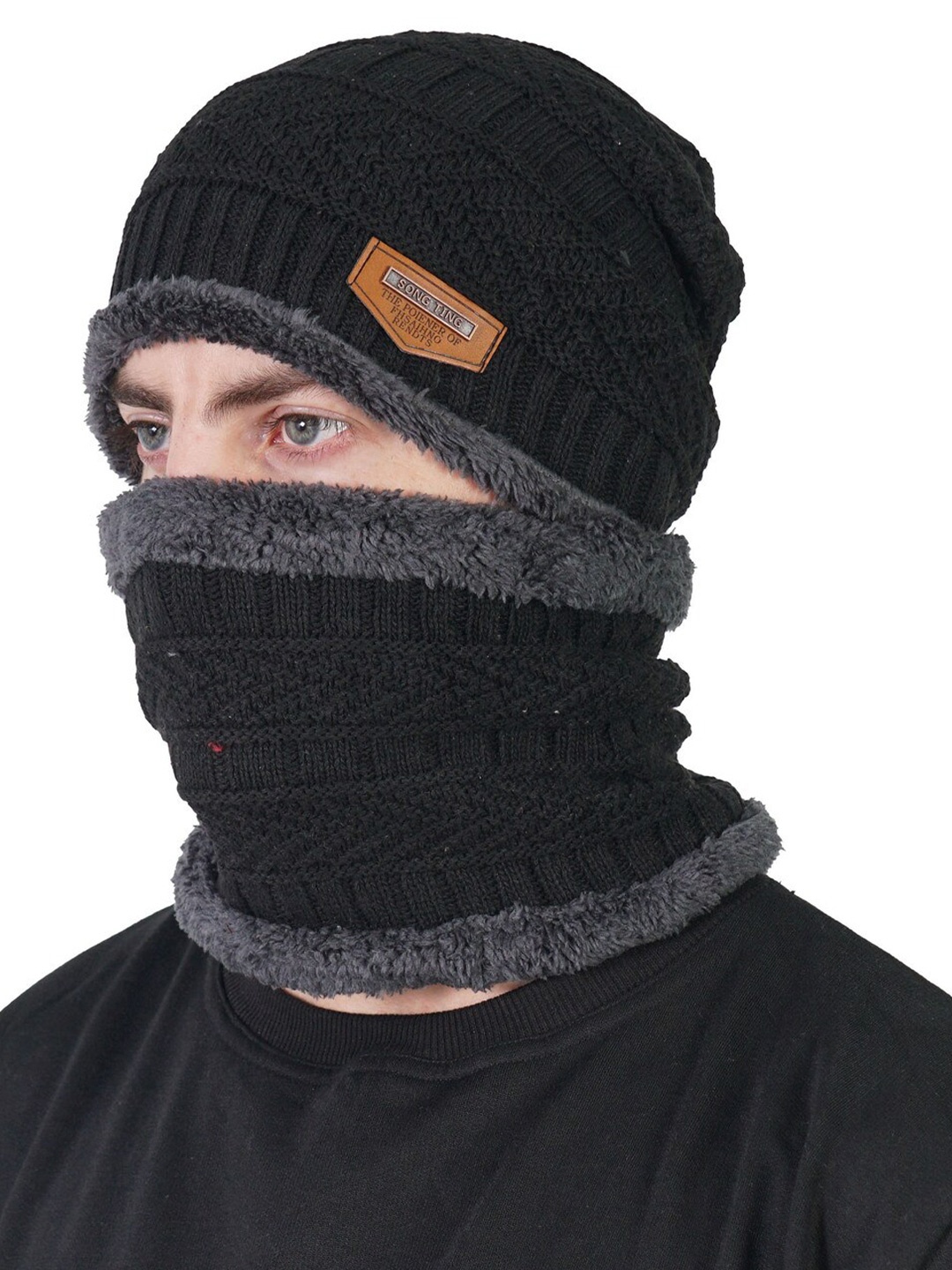 

TEEMOODS Ribbed Acrylic Beanie, Black