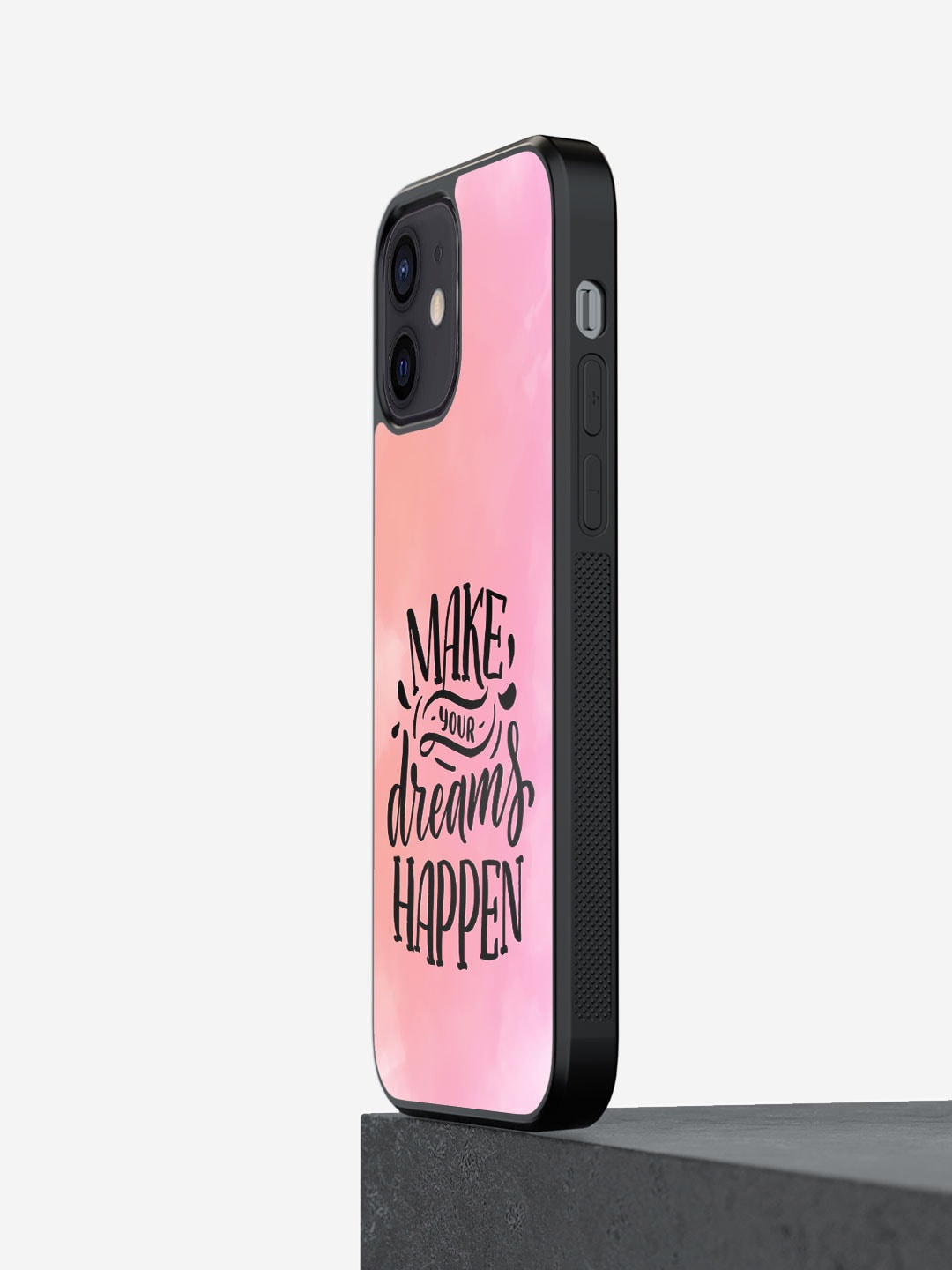 

macmerise Make Dreams Happen Printed iPhone 12 Phone Bumper Case Cover, Pink