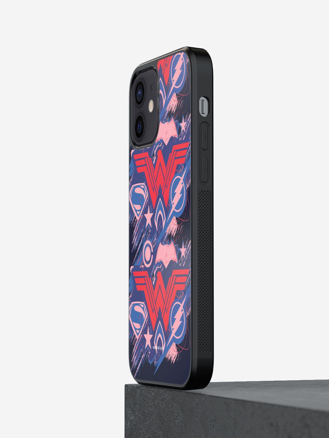 

macmerise JL Scribbled Logos Printed Glossy Finish iPhone 12 Phone Bumper Case Cover, Red