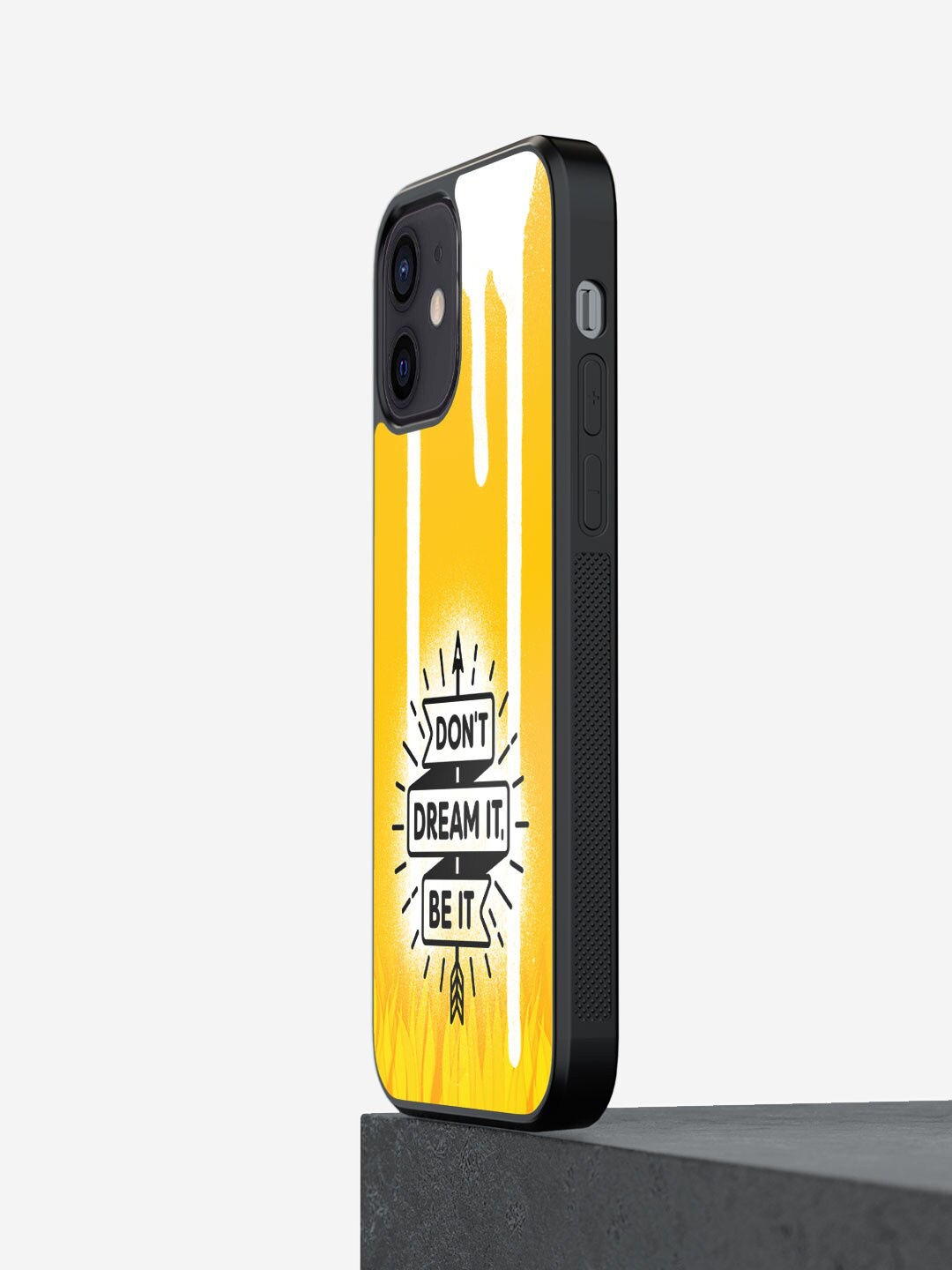 

macmerise Typography Printed iPhone 12 Phone Bumper Case Cover, Yellow