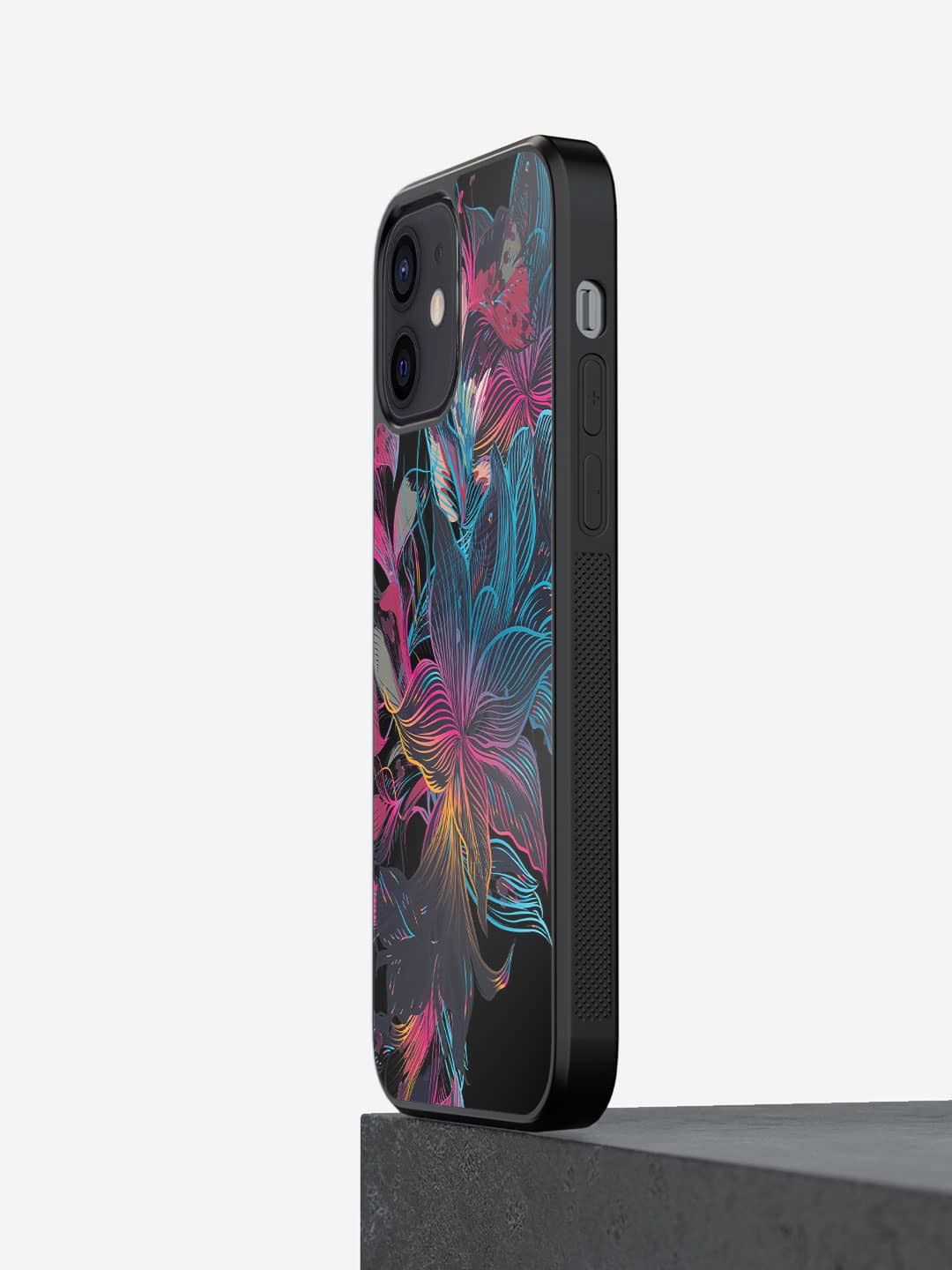 

macmerise Neon Flowers Printed iPhone 12 Phone Bumper Case Cover, Blue
