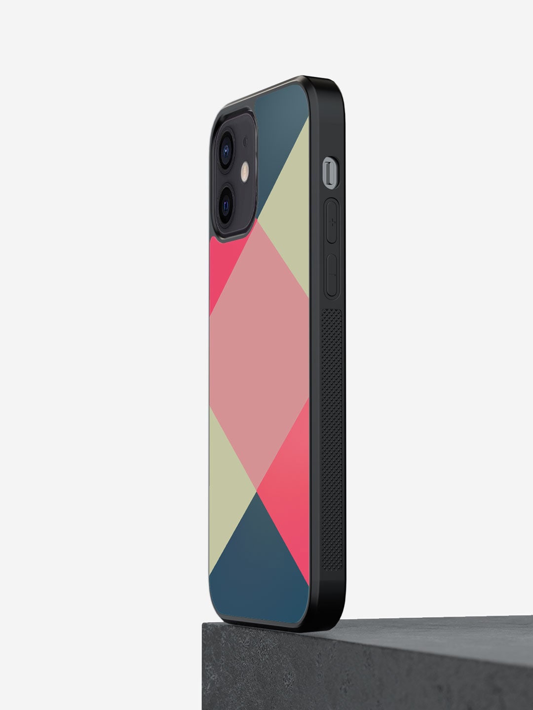 

macmerise Geometric Printed iPhone 12 Bumper Case Cover, Pink
