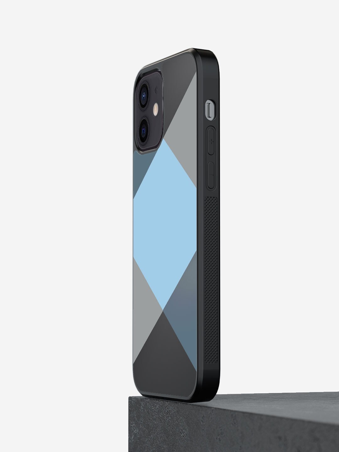 

macmerise Geometric Printed iPhone 12 Phone Bumper Case Cover, Blue