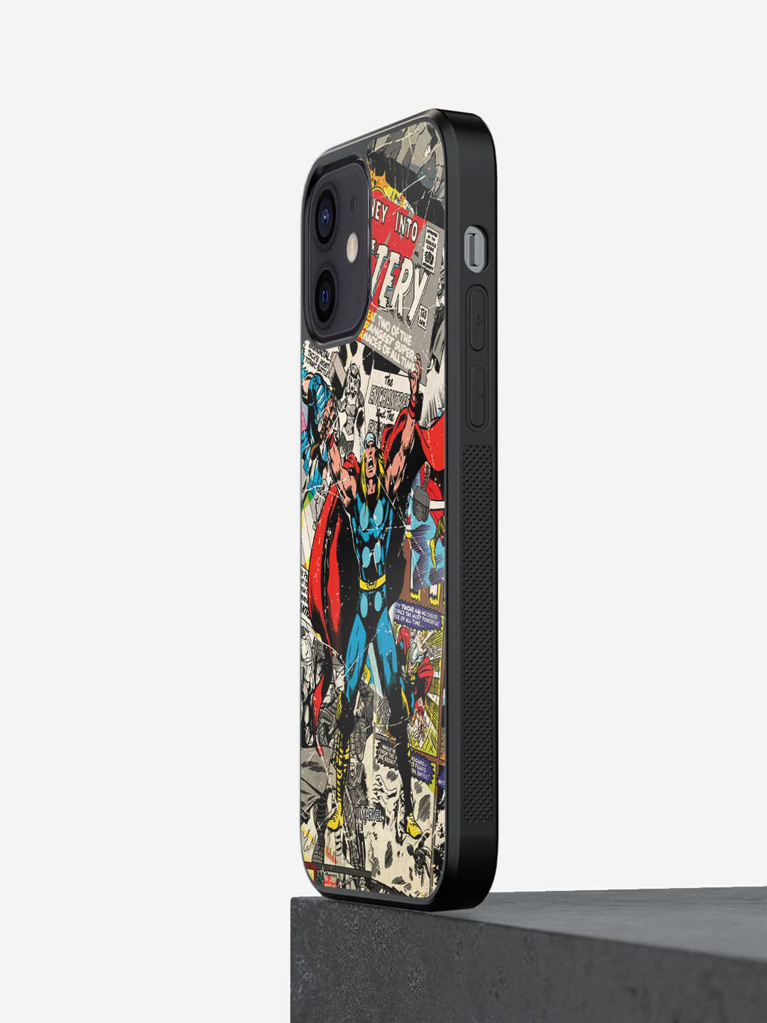 

macmerise Comic Thor Printed iPhone 12 Phone Bumper Case Cover, Grey