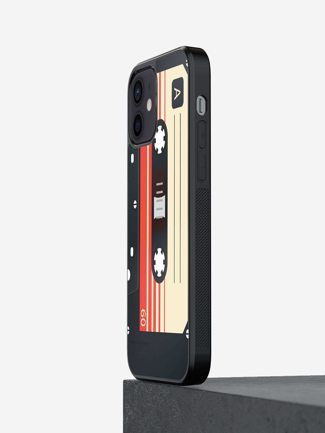 

macmerise Cassette Printed iPhone 12 Phone Bumper Case Cover, Black