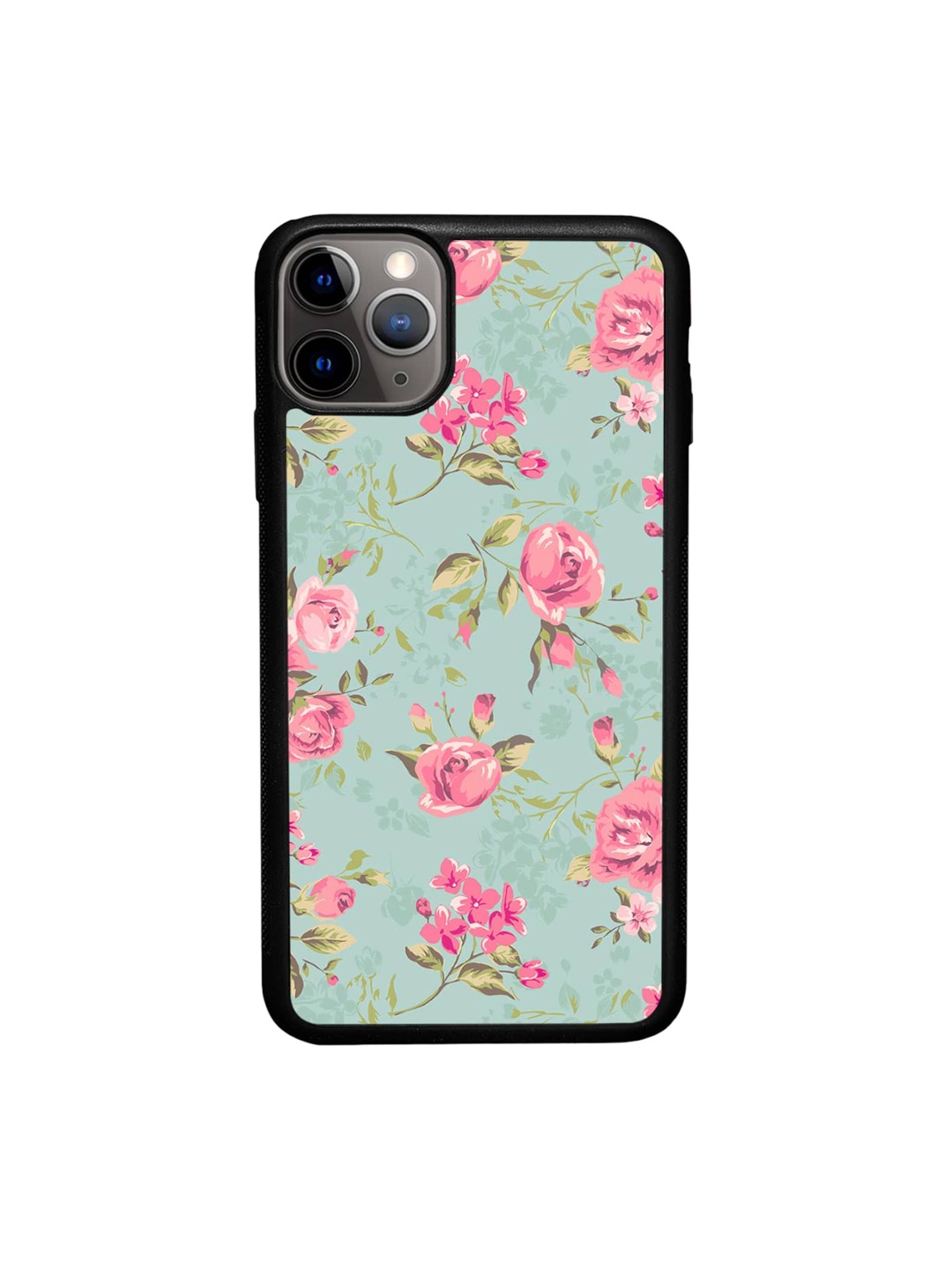 

macmerise Teal Pink Flowers iPhone 11 Pro Max Bumper Case Cover