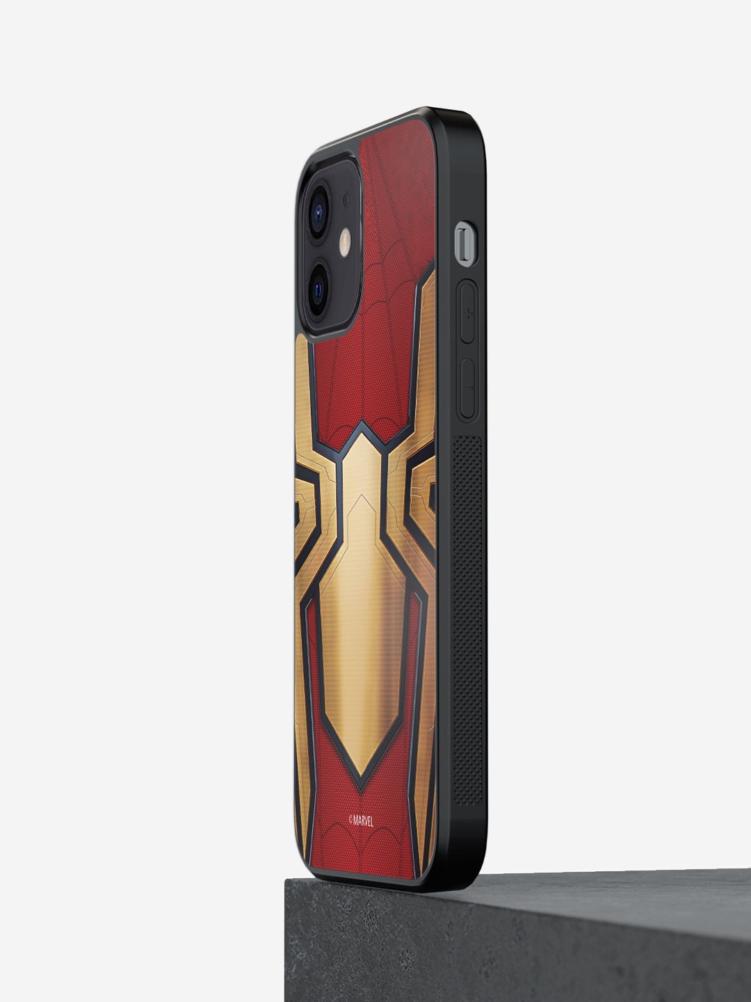

macmerise Intergrated Spider Logo Printed iPhone 12 Bumper Case, Maroon