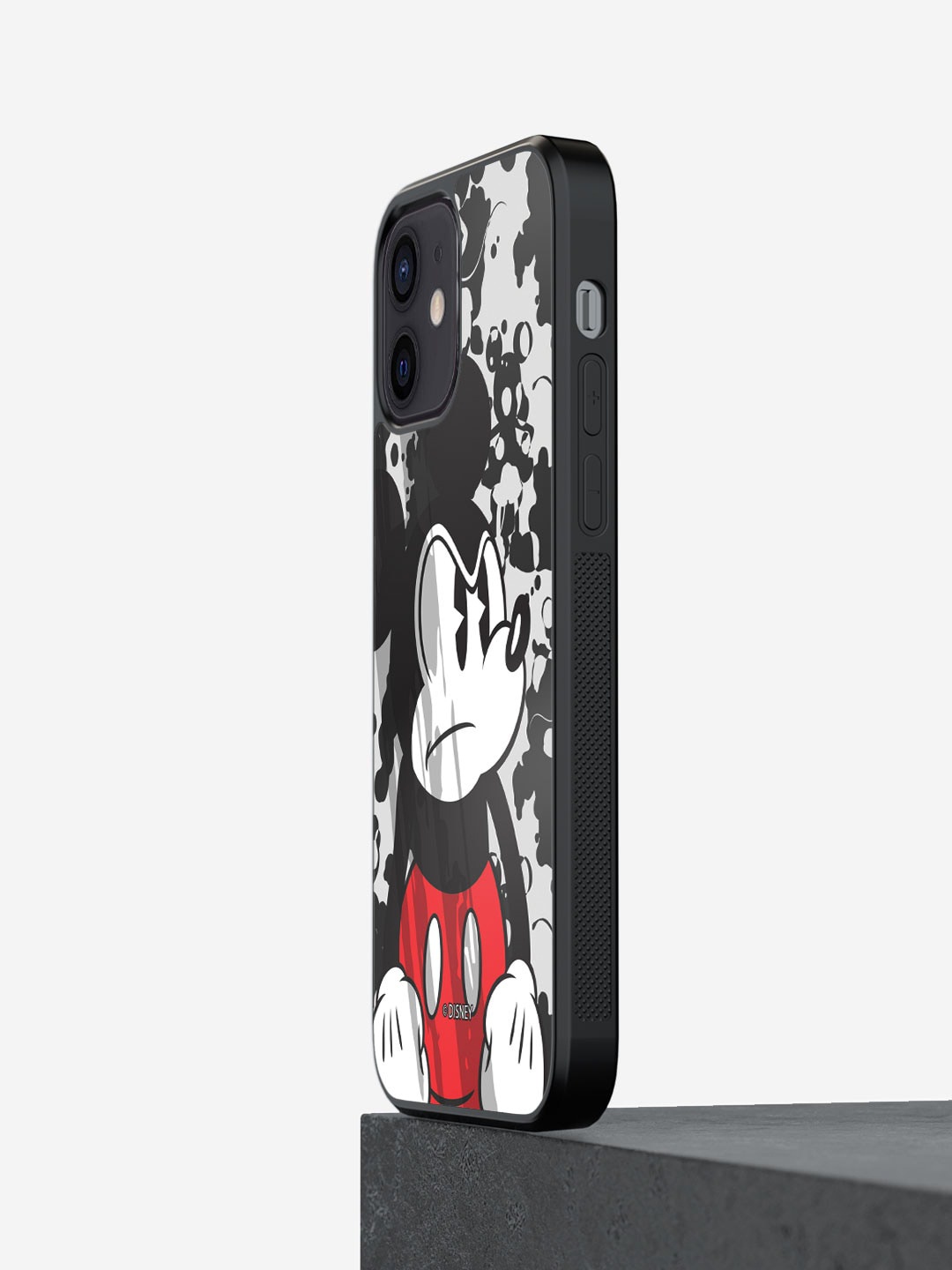 

macmerise Grumpy Mickey Printed iPhone 12 Phone Bumper Case Cover, Black