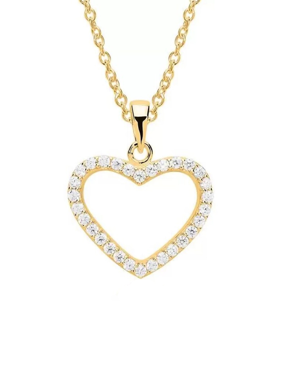

KRYSTALZ Gold-Plated CZ-Studded Stainless Steel Heart Pendant Necklace