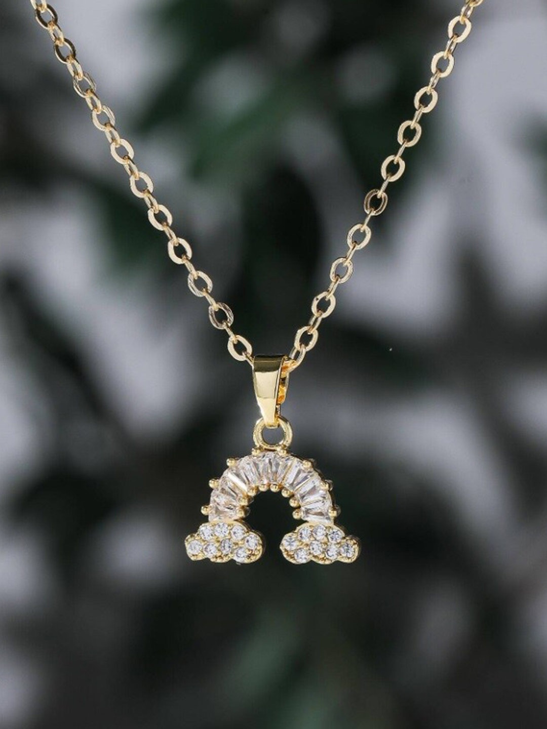 

KRYSTALZ Gold-Plated Cubic Zirconia-Studded Sky-Charm Pendant With Chain